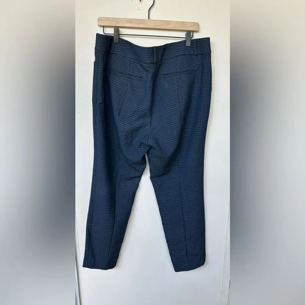 EUC Loft Julie Skinny Navy Checkerd Pants - Size 14